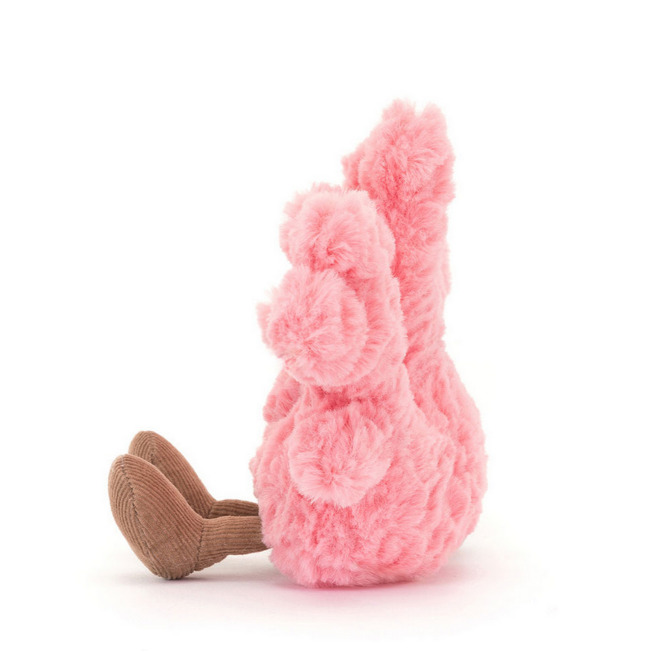 Pink plush toy resembling a coral on a website page.