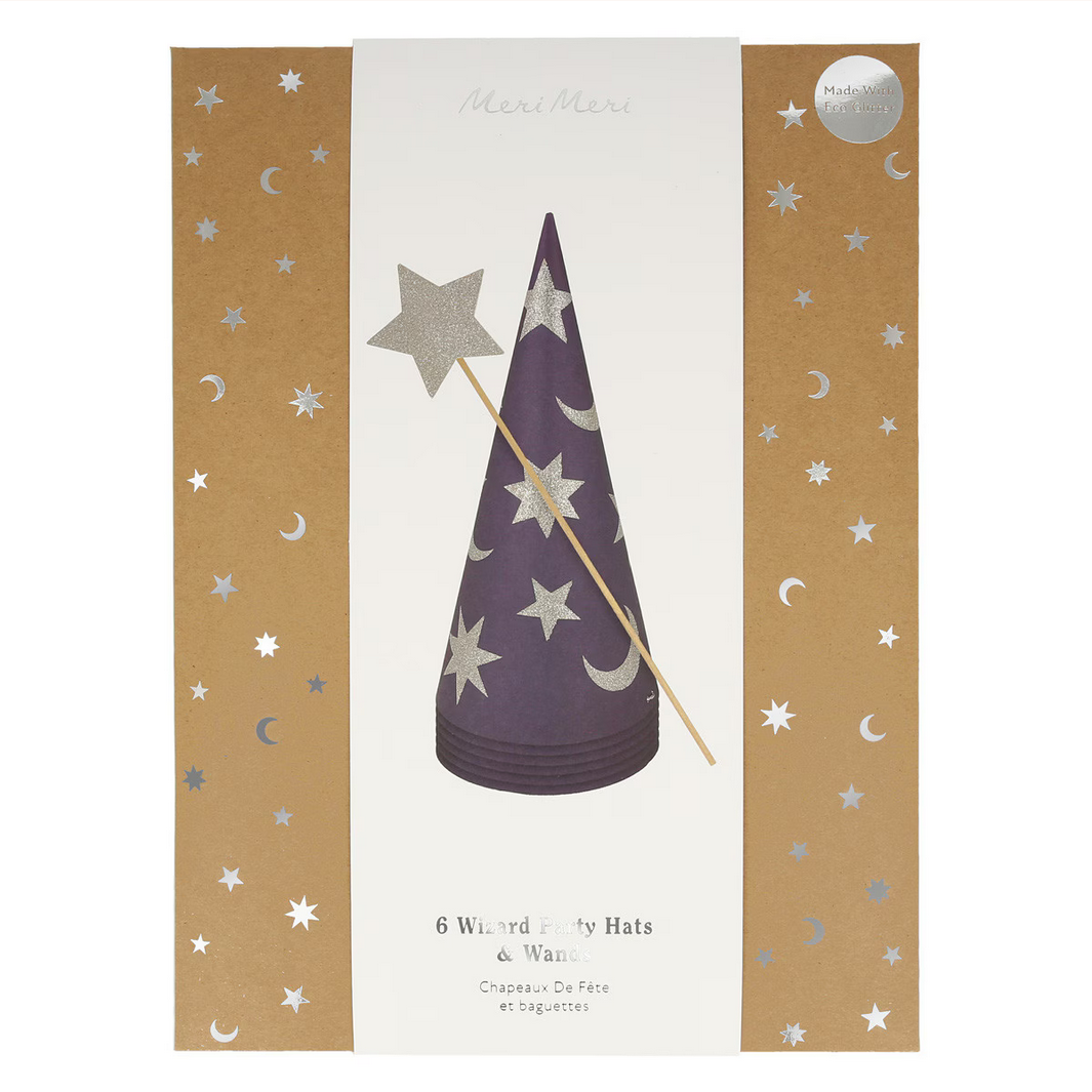 Wizard Party Hats & Wands (x6)