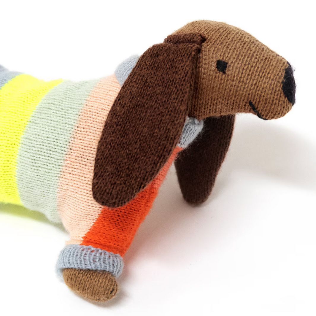 Organic Sausage Dog Baby Rattle