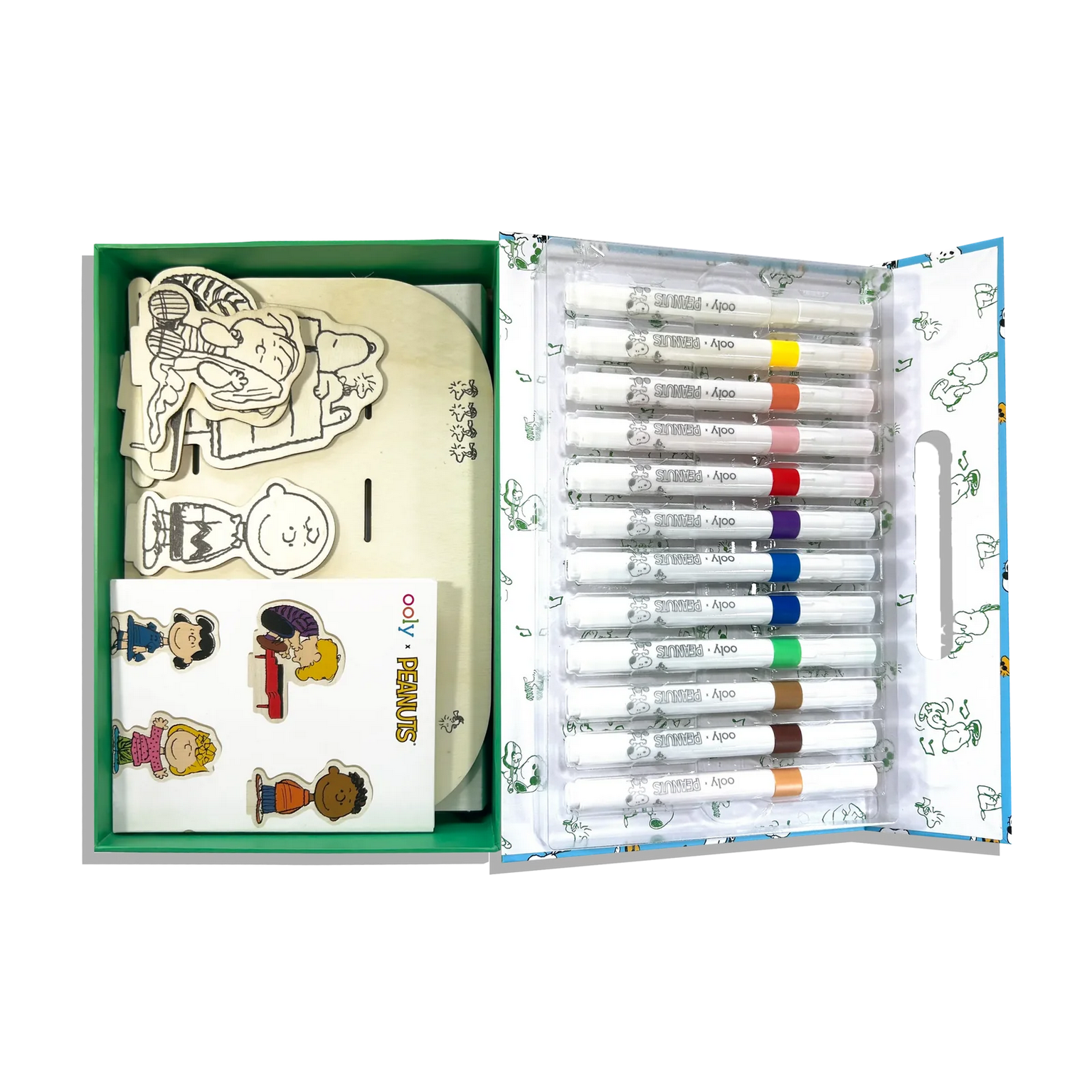 OOLY x Peanuts Color-In Wooden Scene Kit - 12 Paint Markers