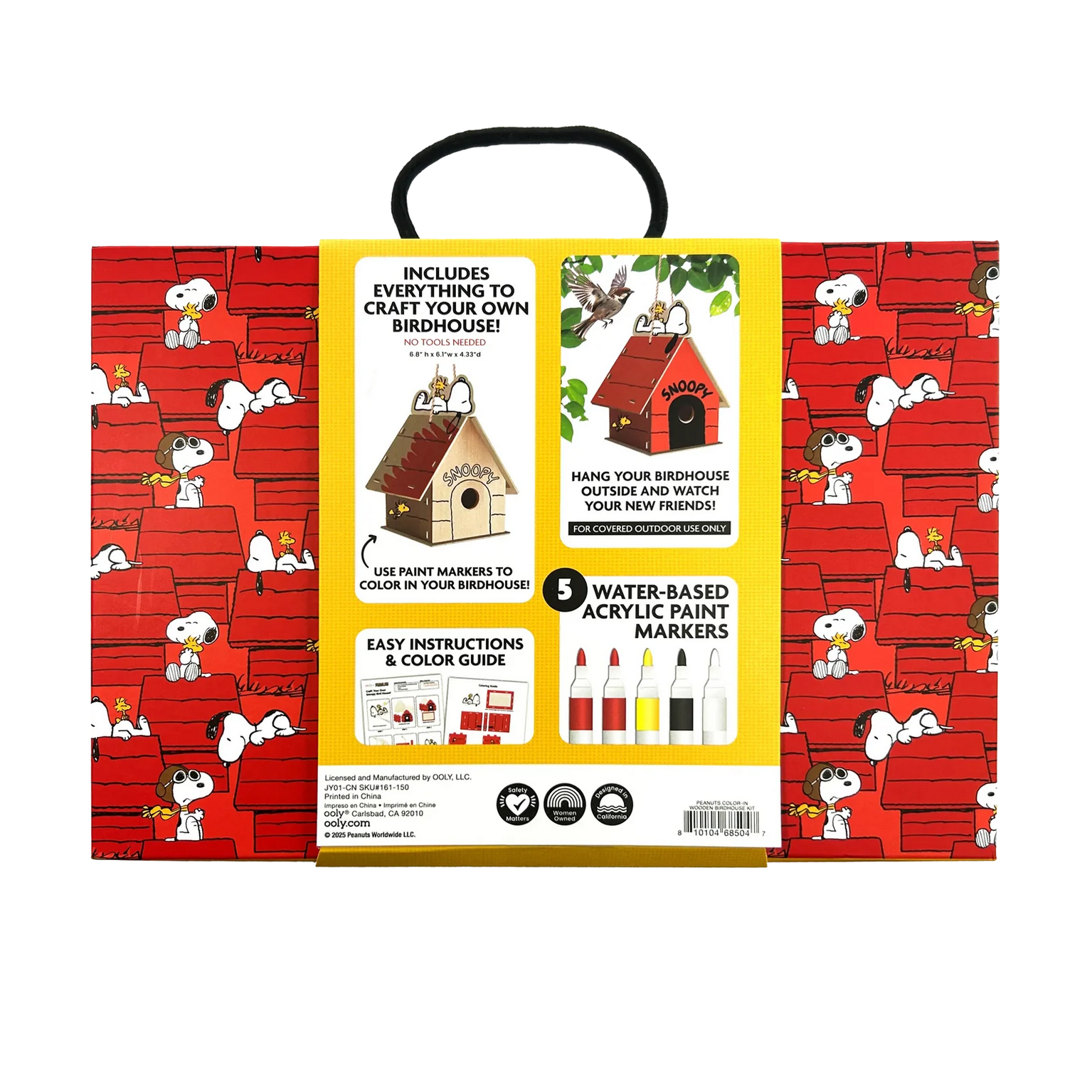 OOLY x Peanuts Color-in Wooden Birdhouse Kit - 5 Paint Markers