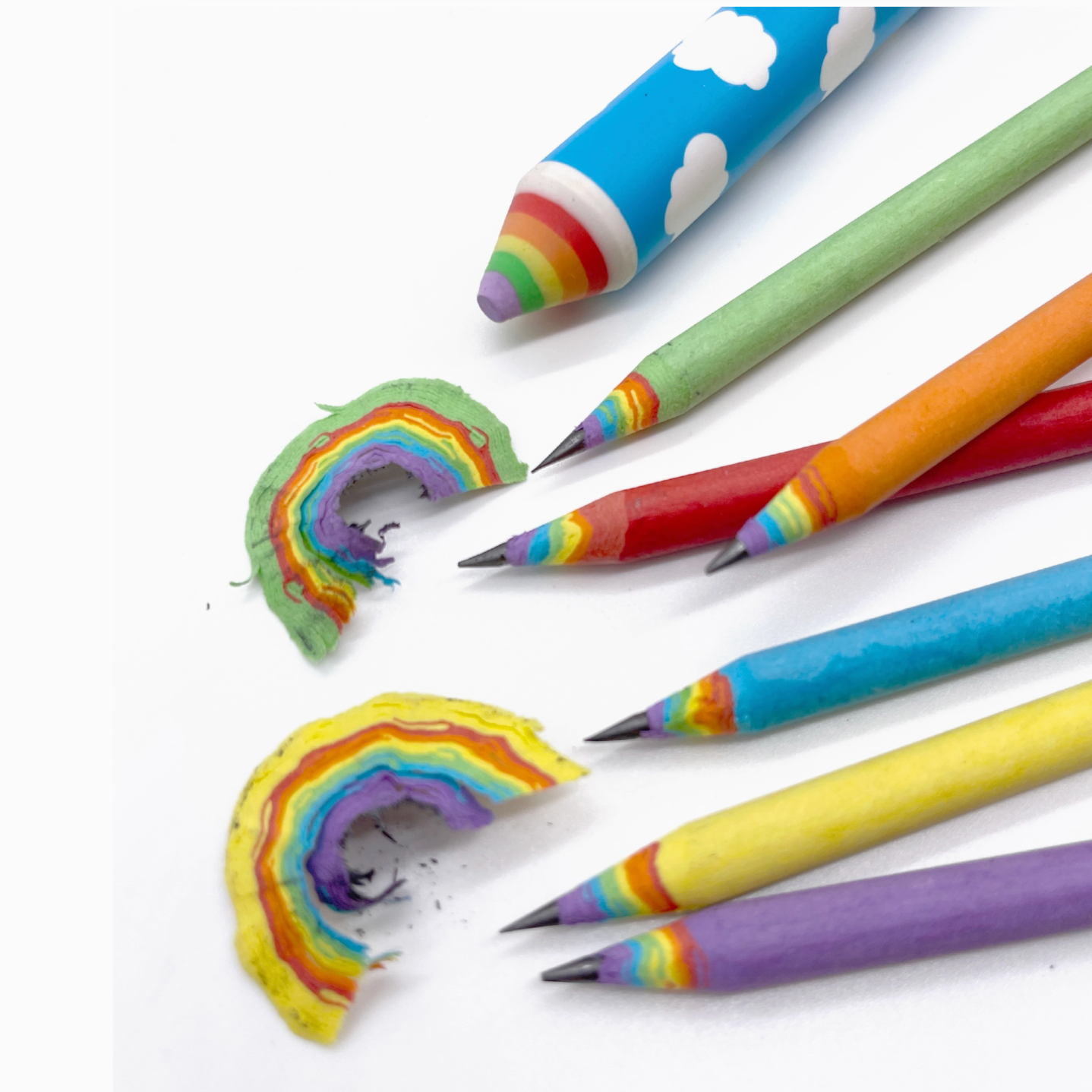 RECYCLED RAINBOW PENCIL & ERASER SET