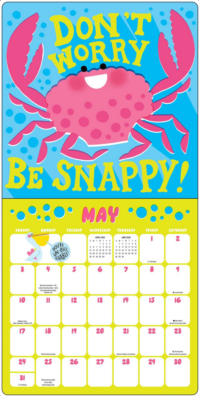 Hello!Lucky All in Good Pun 2026 Wall Calendar