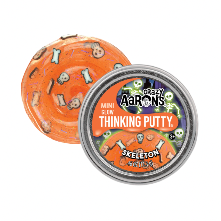 Crazy Aaron's Thinking Putty in a skeleton design on a white background