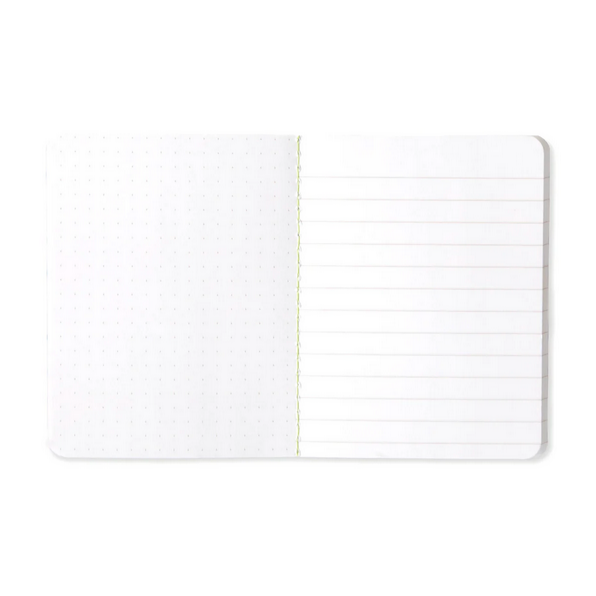 Notebook with lined pages on a white background