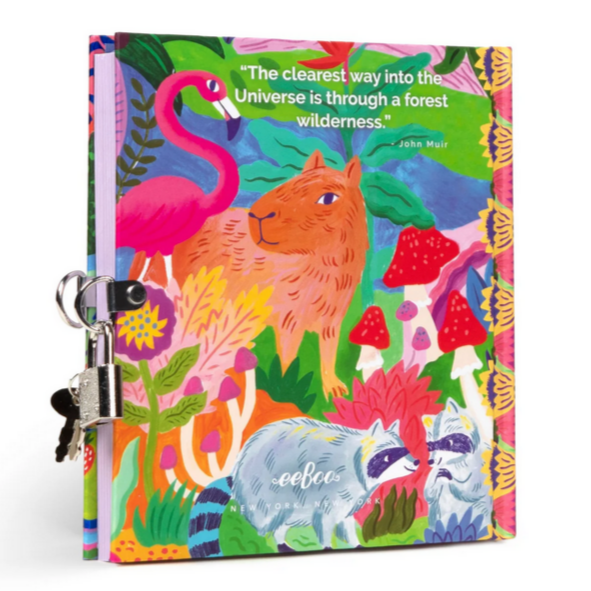 Colorful notebook with animal illustrations on a white background