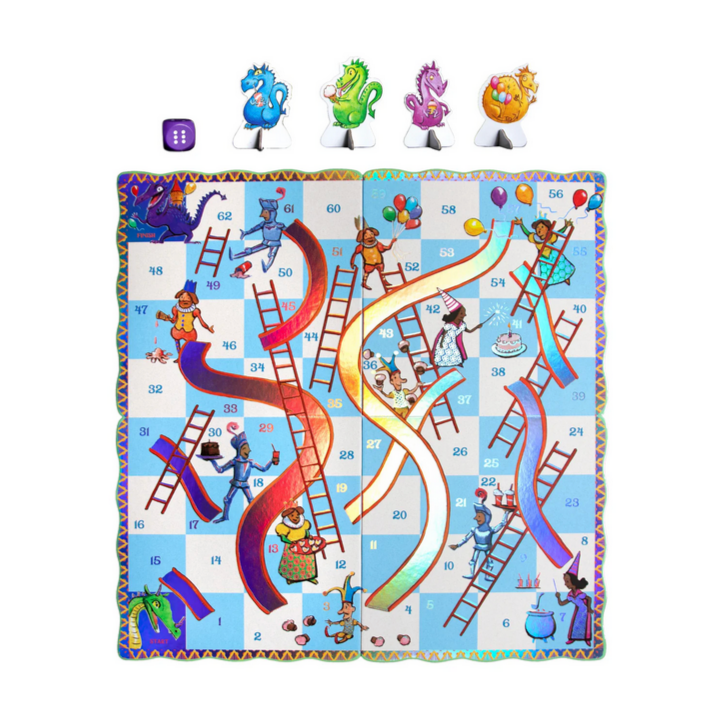 Children's board game with colorful design on a white background