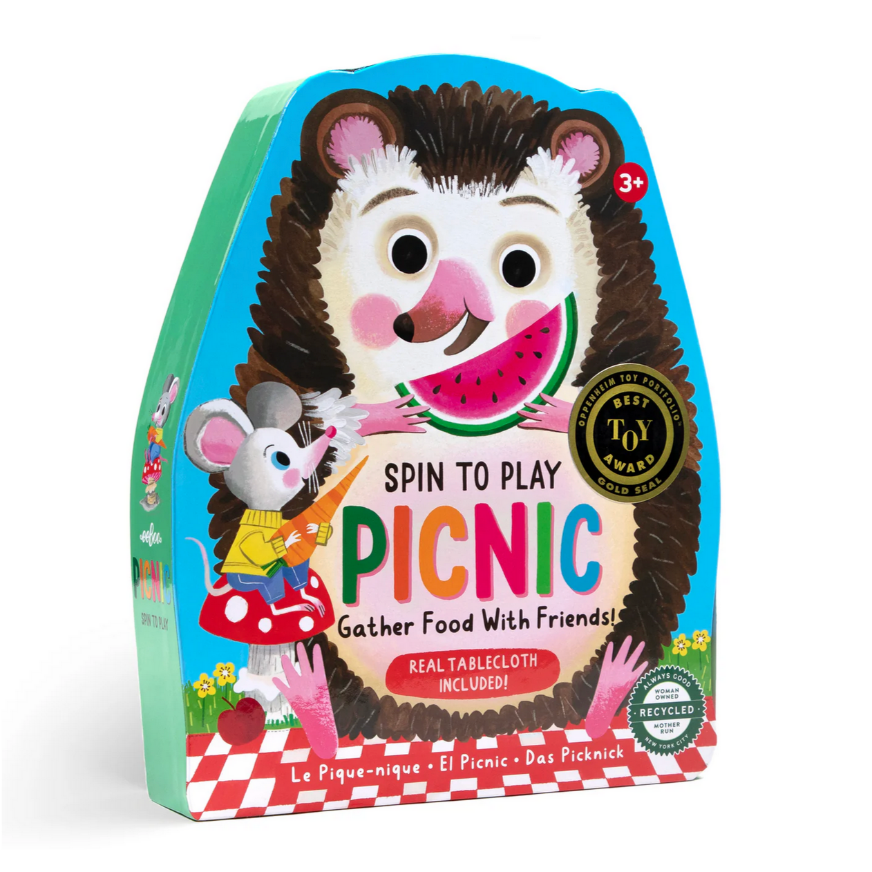 Toy packaging with a hedgehog design on a website page
