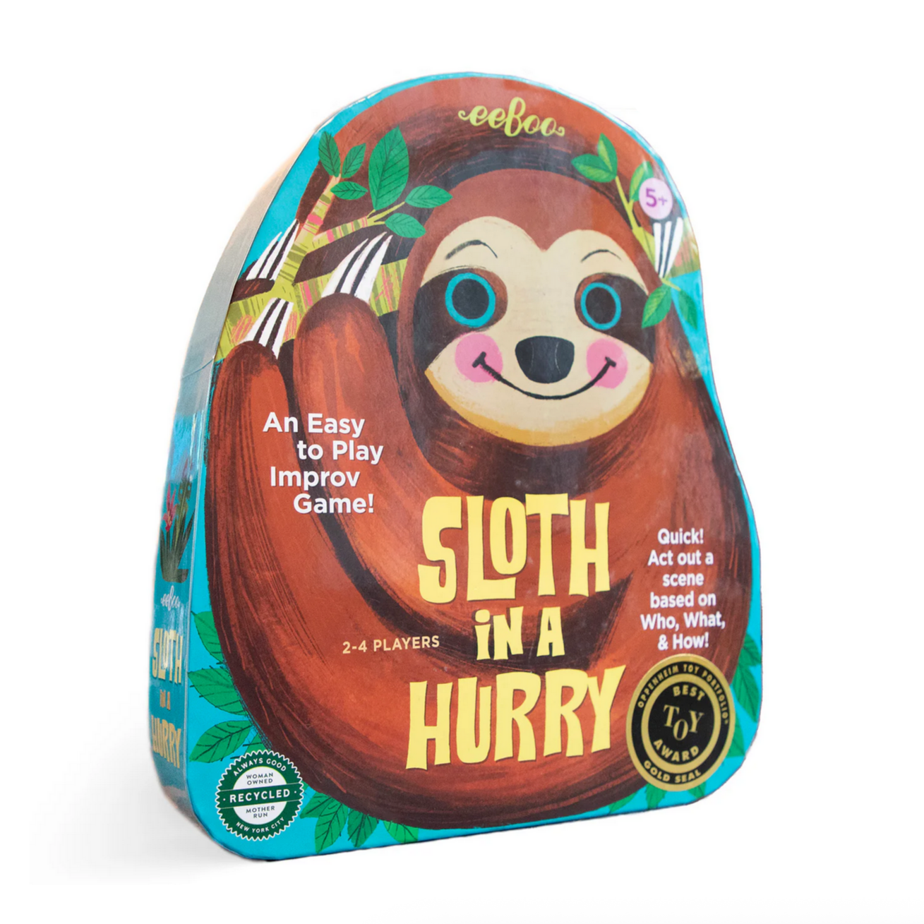 Board game packaging of 'Sloth in a Hurry' by eeBoo .