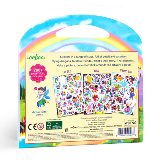 Packaging of stickers with a colorful design on a white background