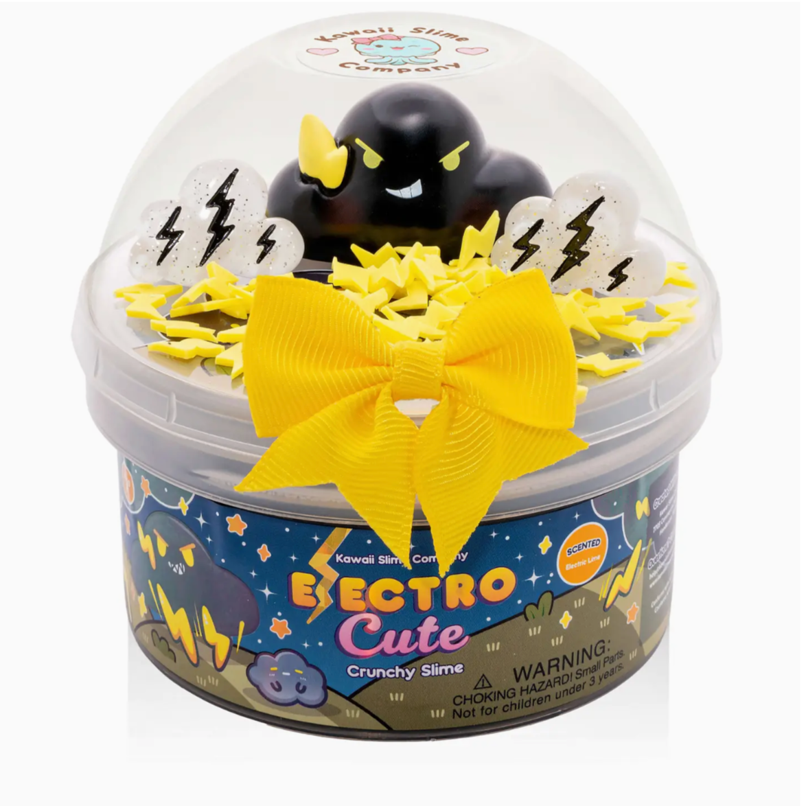 Slime product with character and packaging labeled 'Electro Cute' on a white background