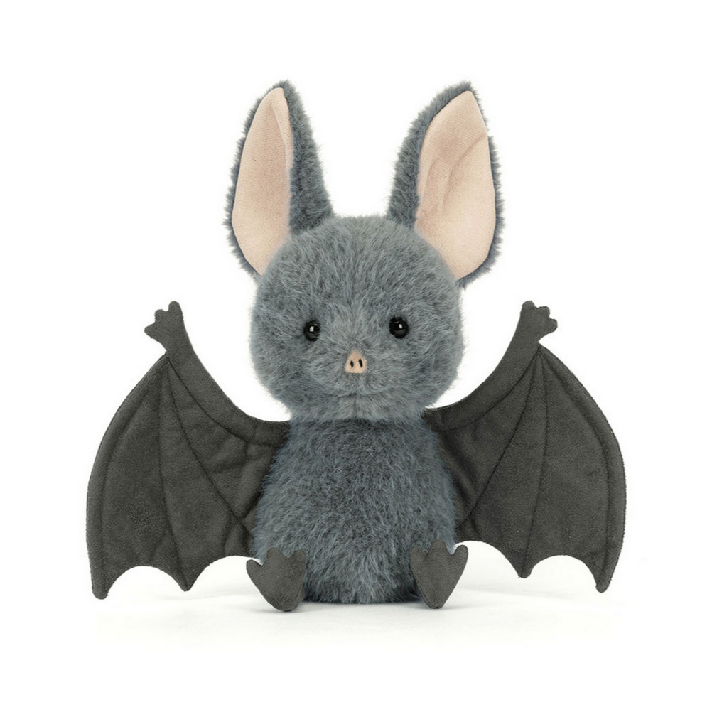 Plush bat toy on a white background