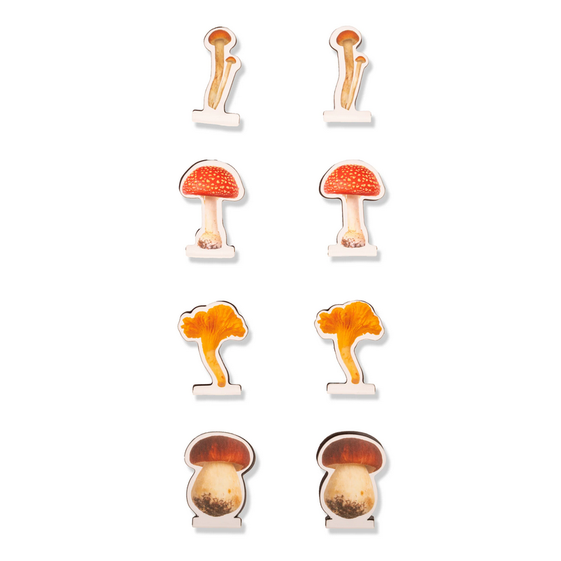 Set of mushroom-shaped bookmarks on a white background