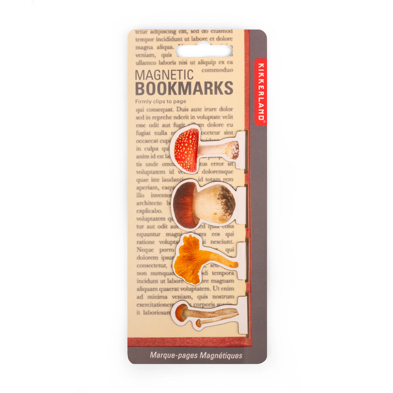 Pack of magnetic bookmarks with a vintage-style design on a white background