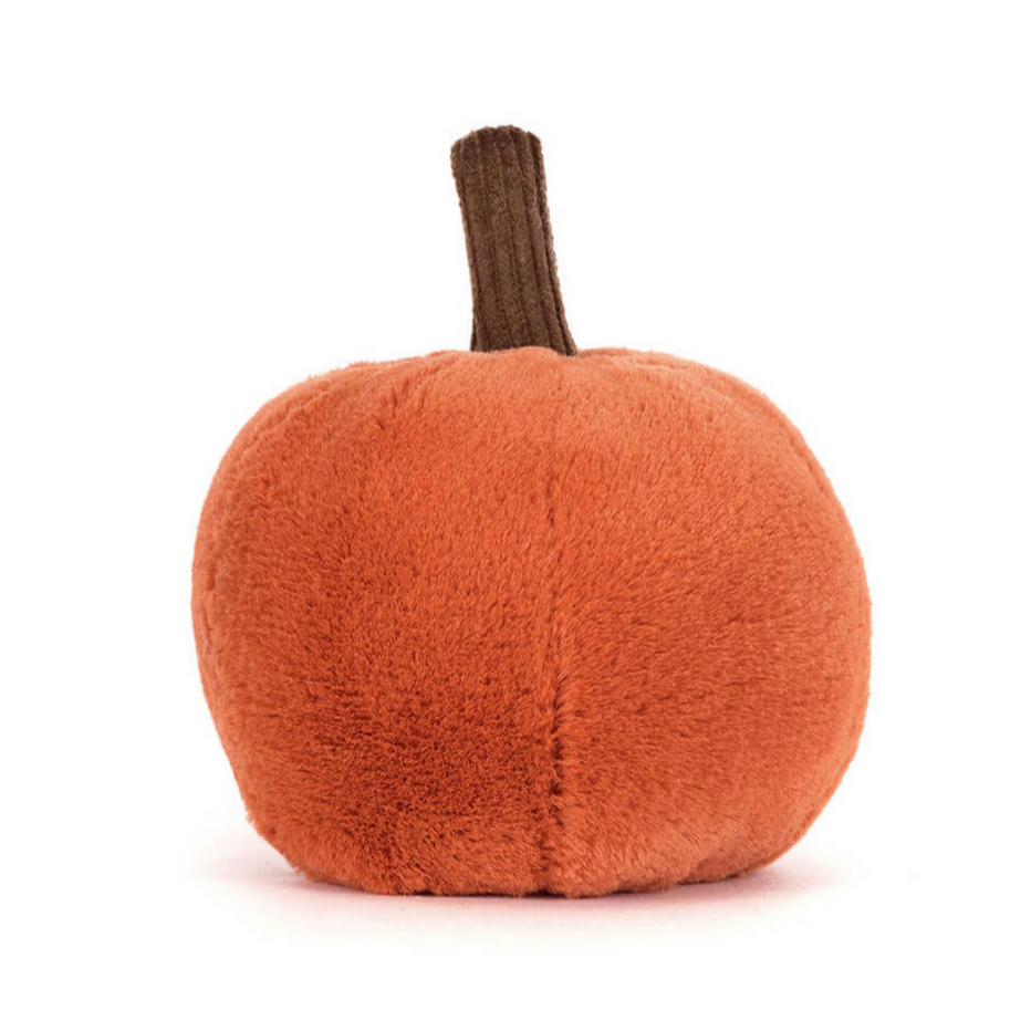 Plush pumpkin toy labeled 'Ooky Jack O Lantern' on a white background