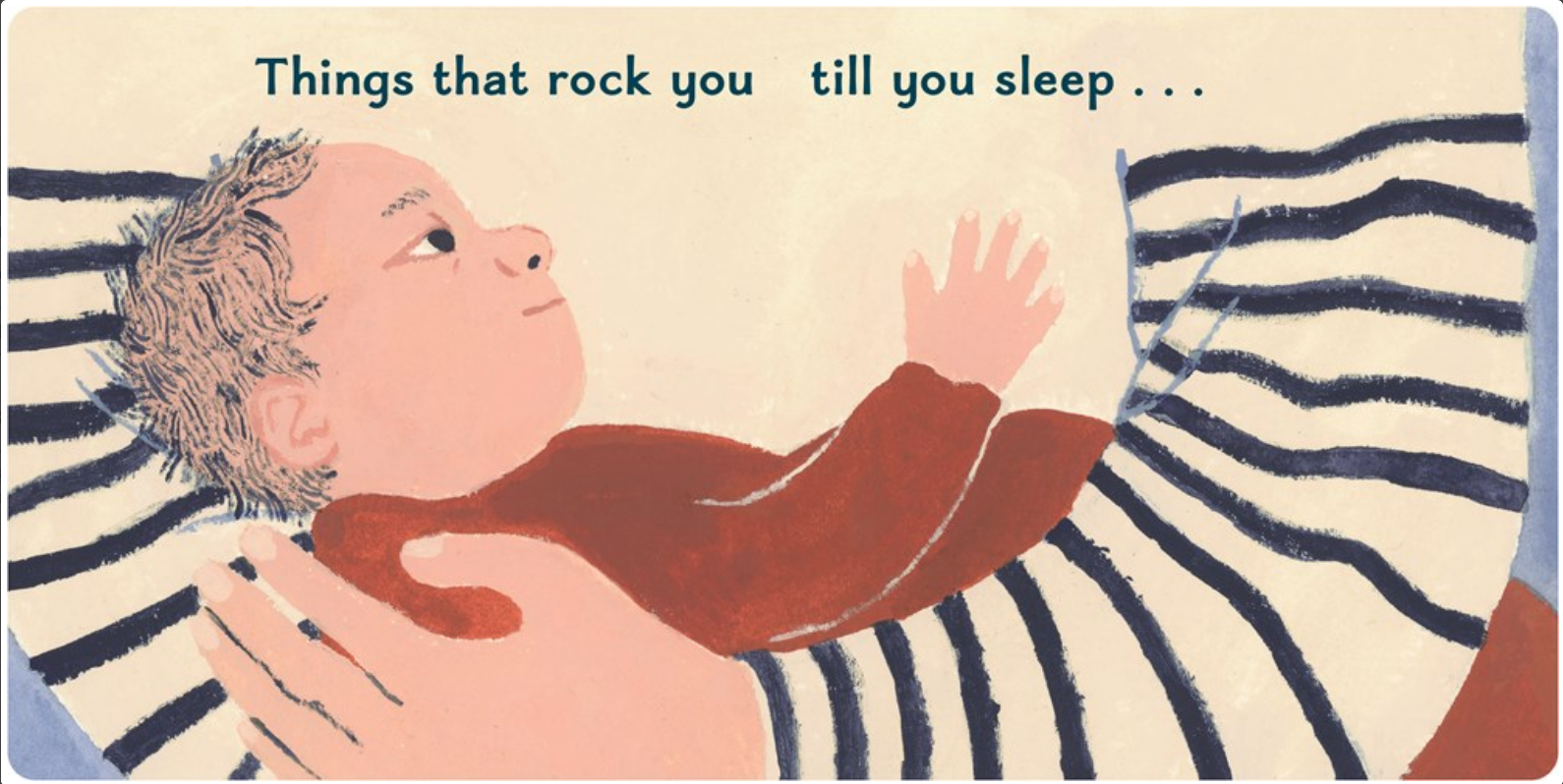 Illustration of a baby sleeping in a striped crib with text above.