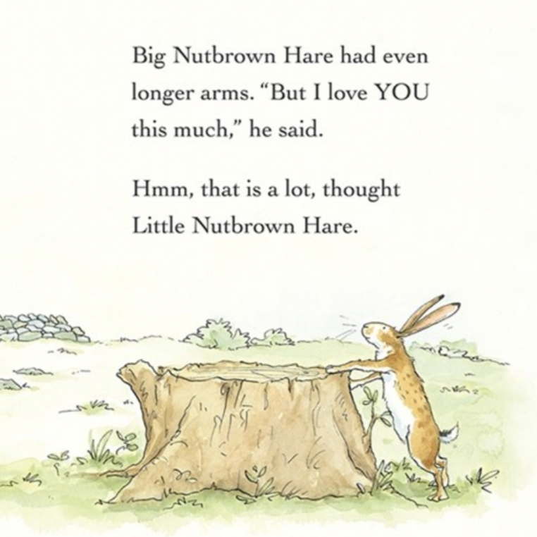 Illustration of a rabbit near a tree stump with text on a white background
