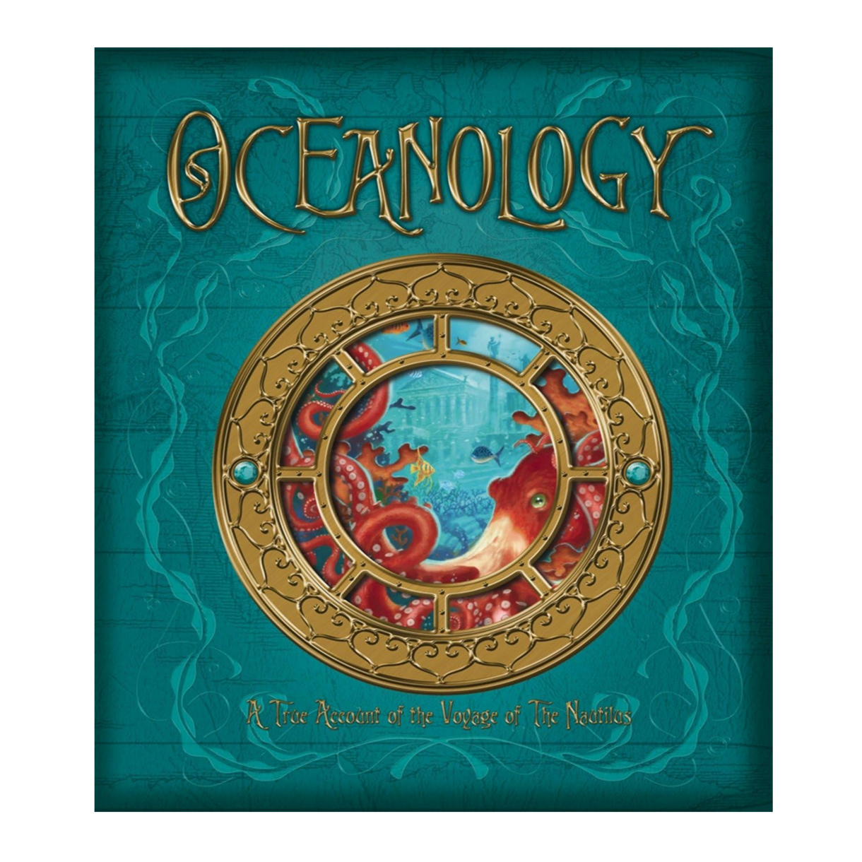 Book with 'Oceanoogy' title on a teal background