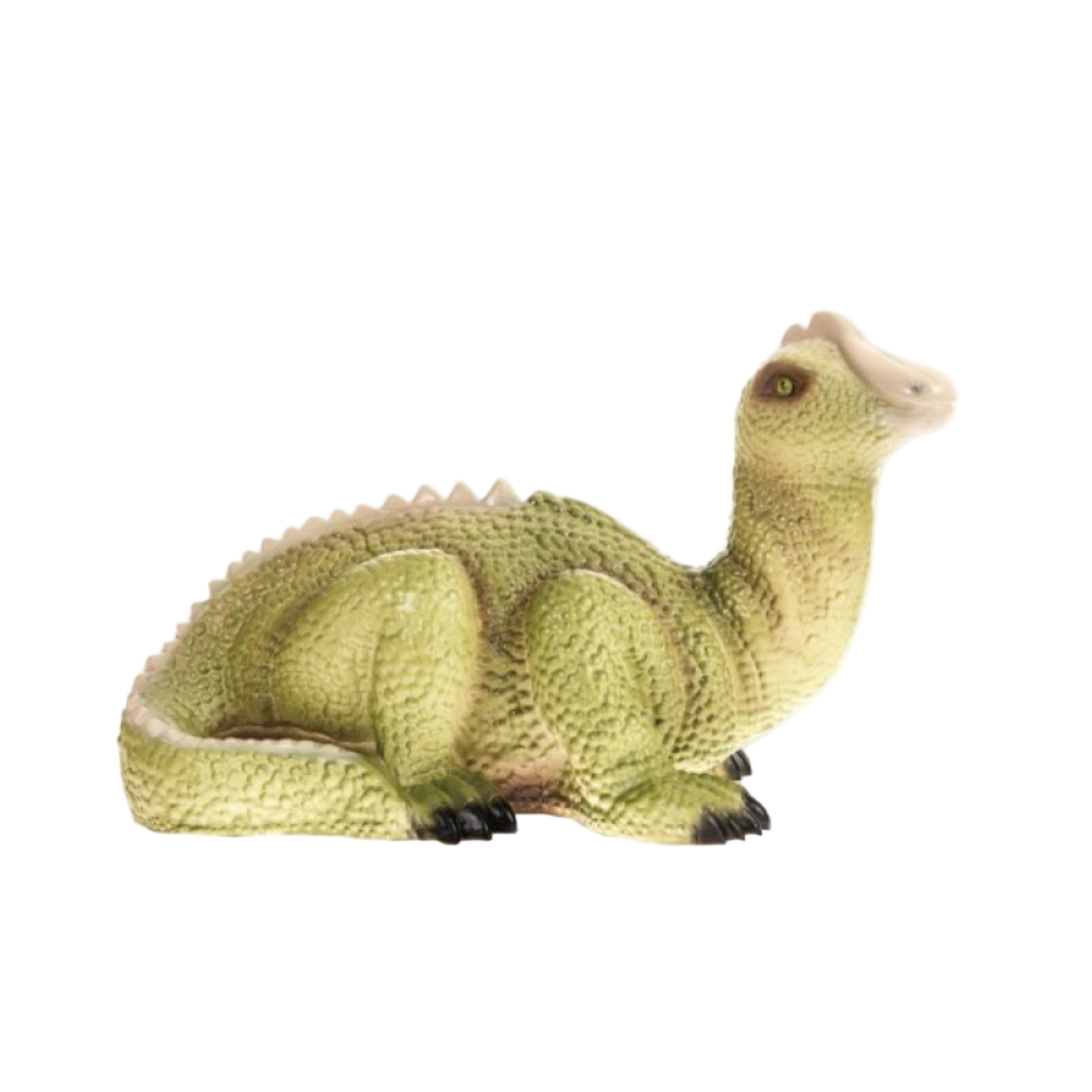 Green dinosaur toy on a white background