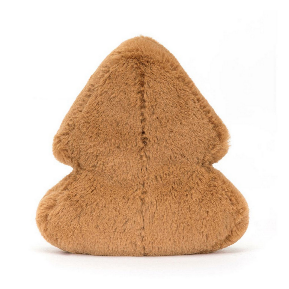 Brown tree shaped cookie plush on a white background