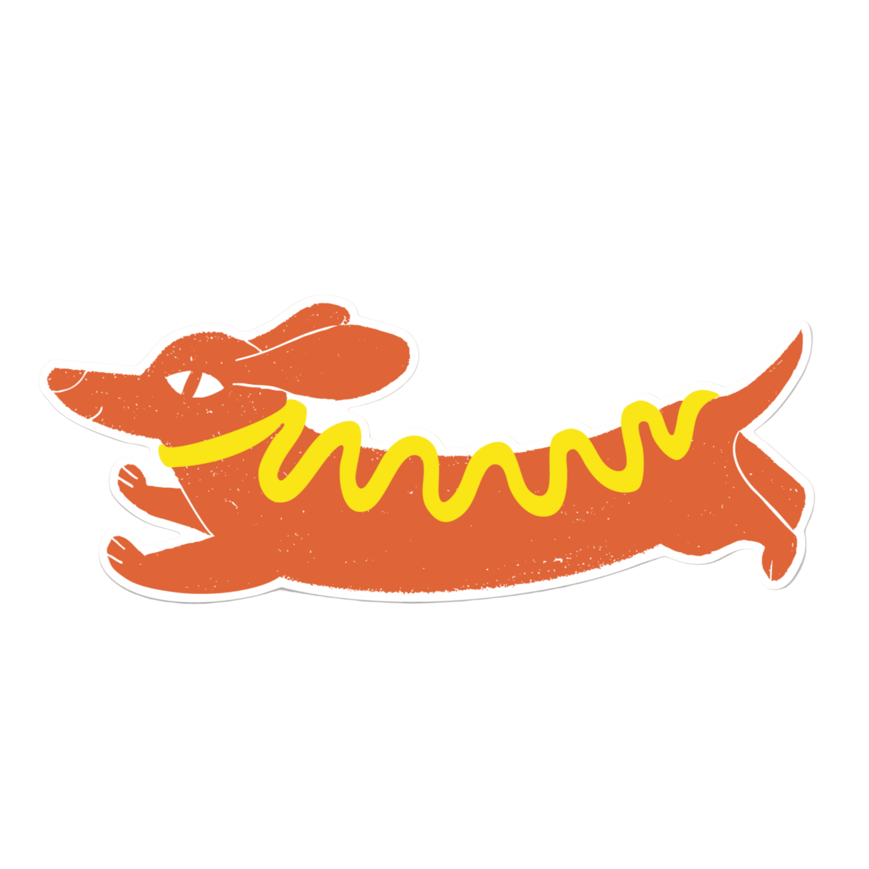 Illustration of a hot dog with mustard on a white background