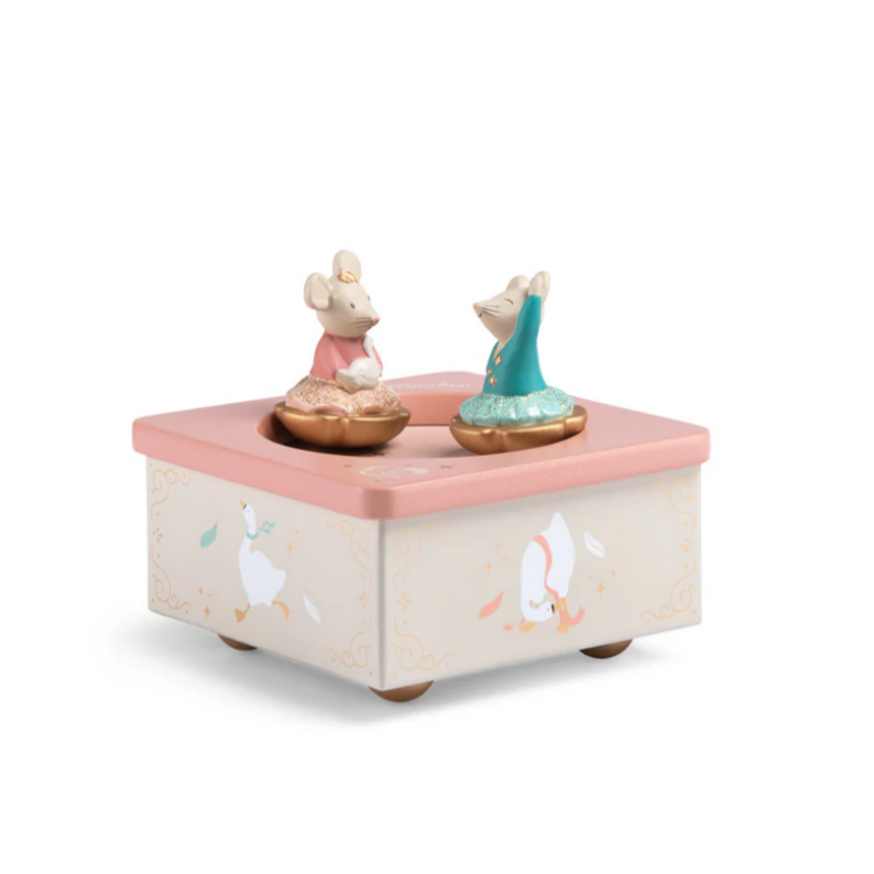Decorative box with cartoon characters on a white background