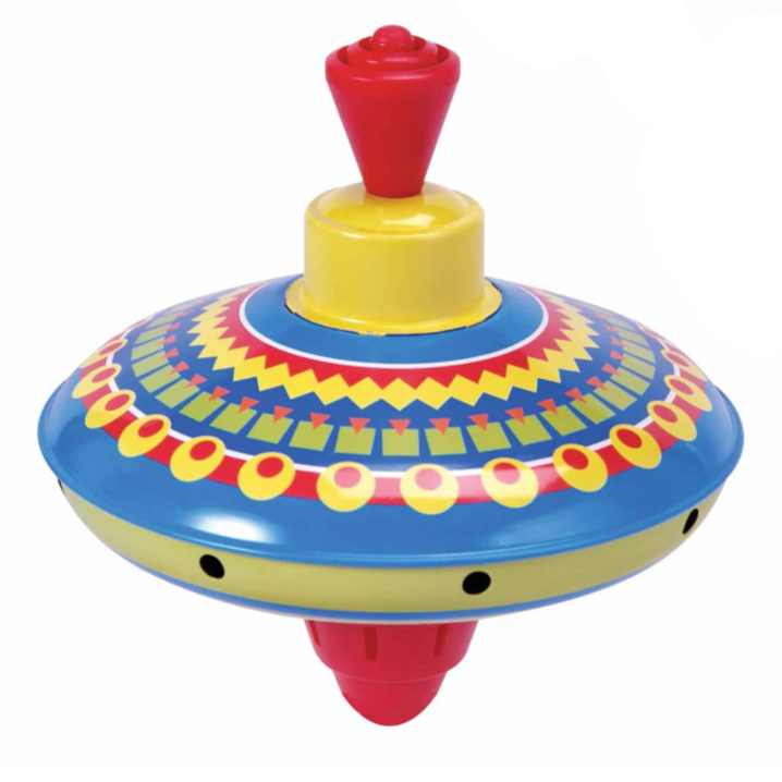 Colorful toy top with a white background