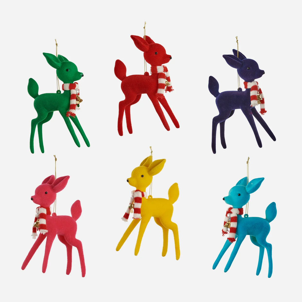 Flocked 50's Deer Ornaments