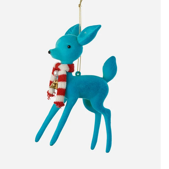 Flocked 50's Deer Ornaments