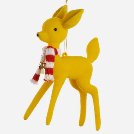 Flocked 50's Deer Ornaments