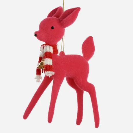 Flocked 50's Deer Ornaments