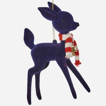 Flocked 50's Deer Ornaments