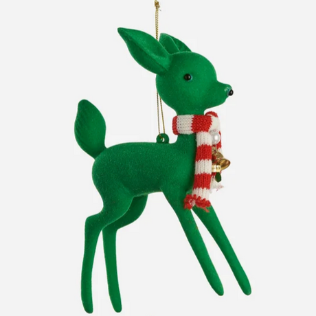 Flocked 50's Deer Ornaments