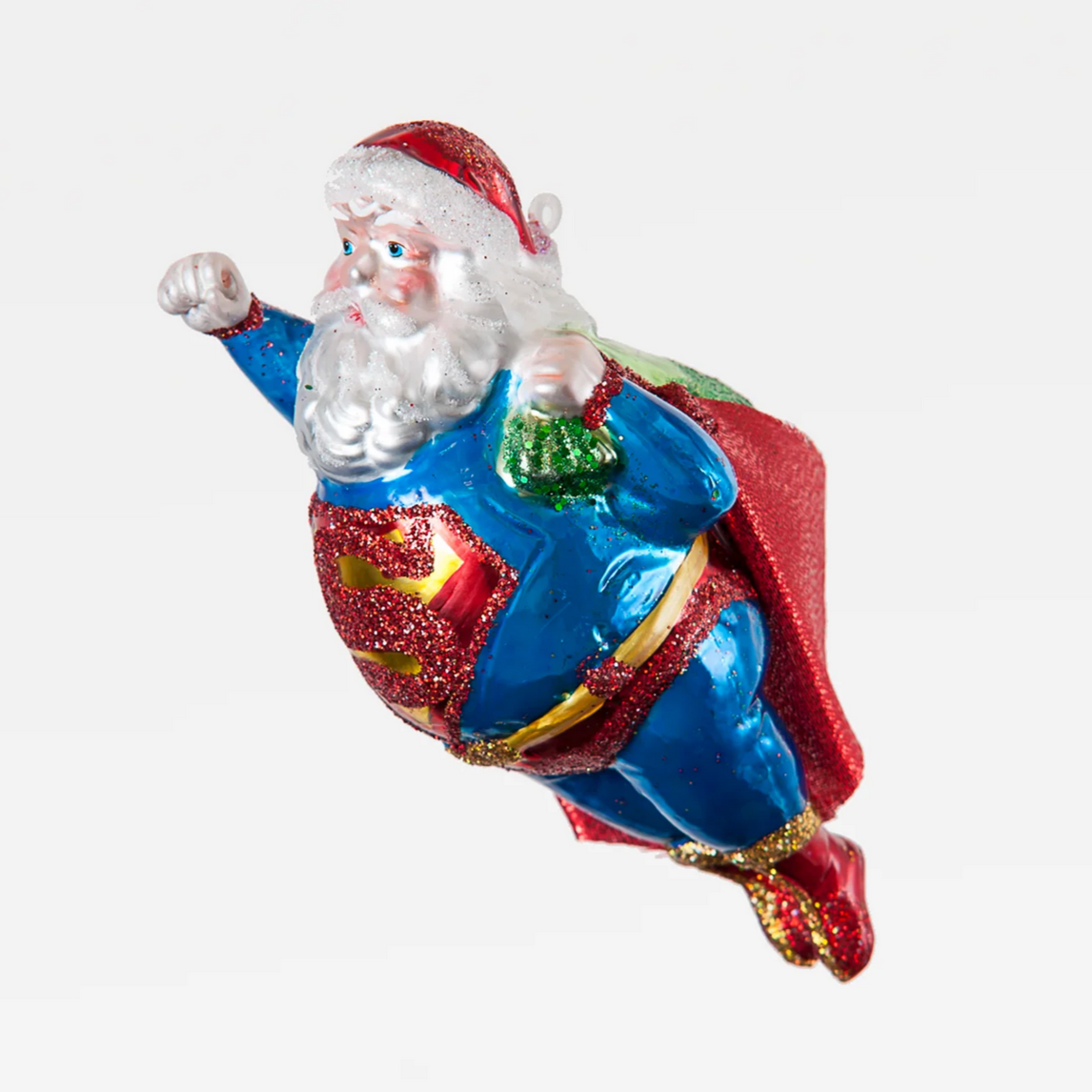 Super Santa Glass Ornament