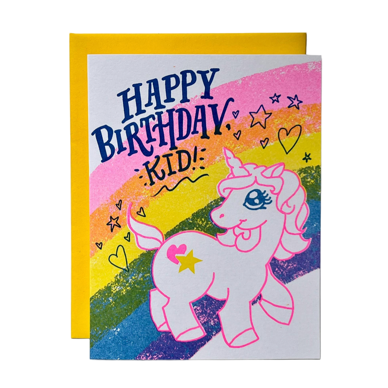 Happy Birthday Unicorn Kids Risograph Birthday Card