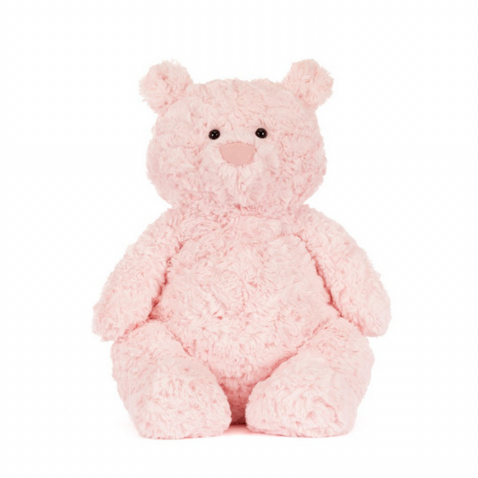 Pink teddy bear on a white background with 'New In' label.