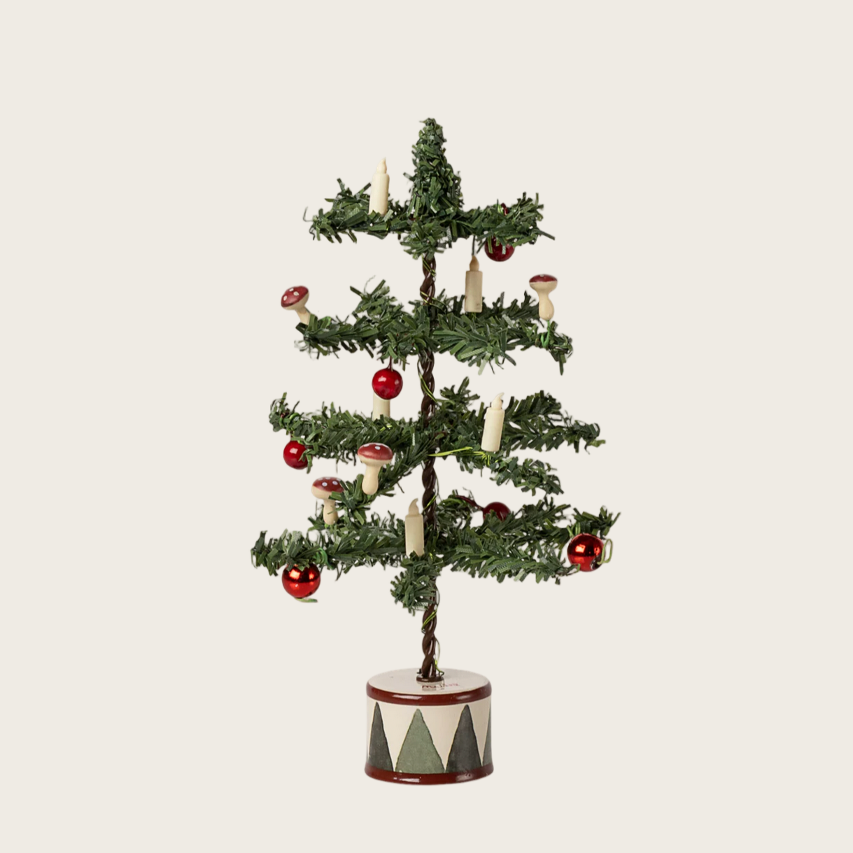 Decorative Christmas tree with ornaments on a white background