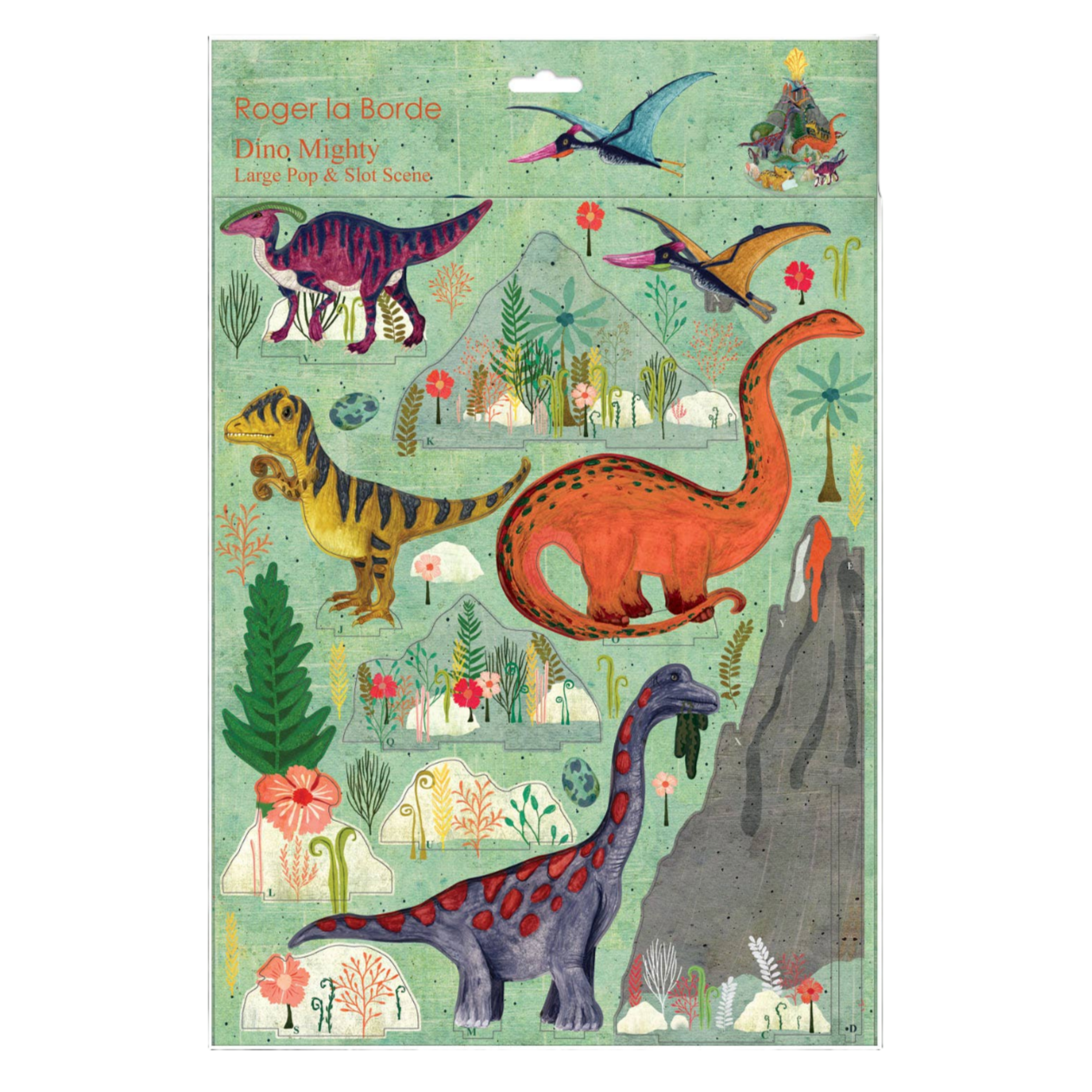 Children's diorama cover with dinosaurs 