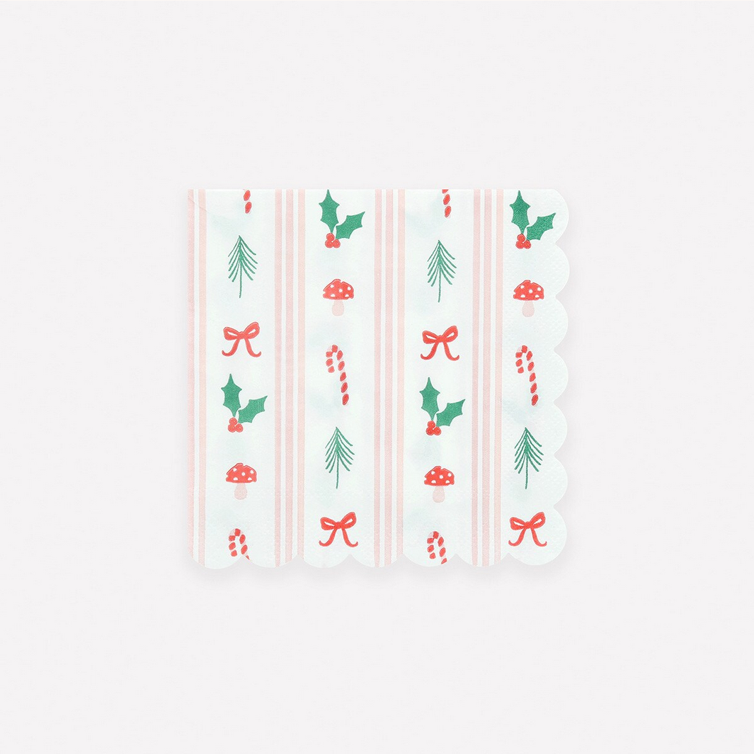 Patterned paper with Christmas-themed designs on a white background