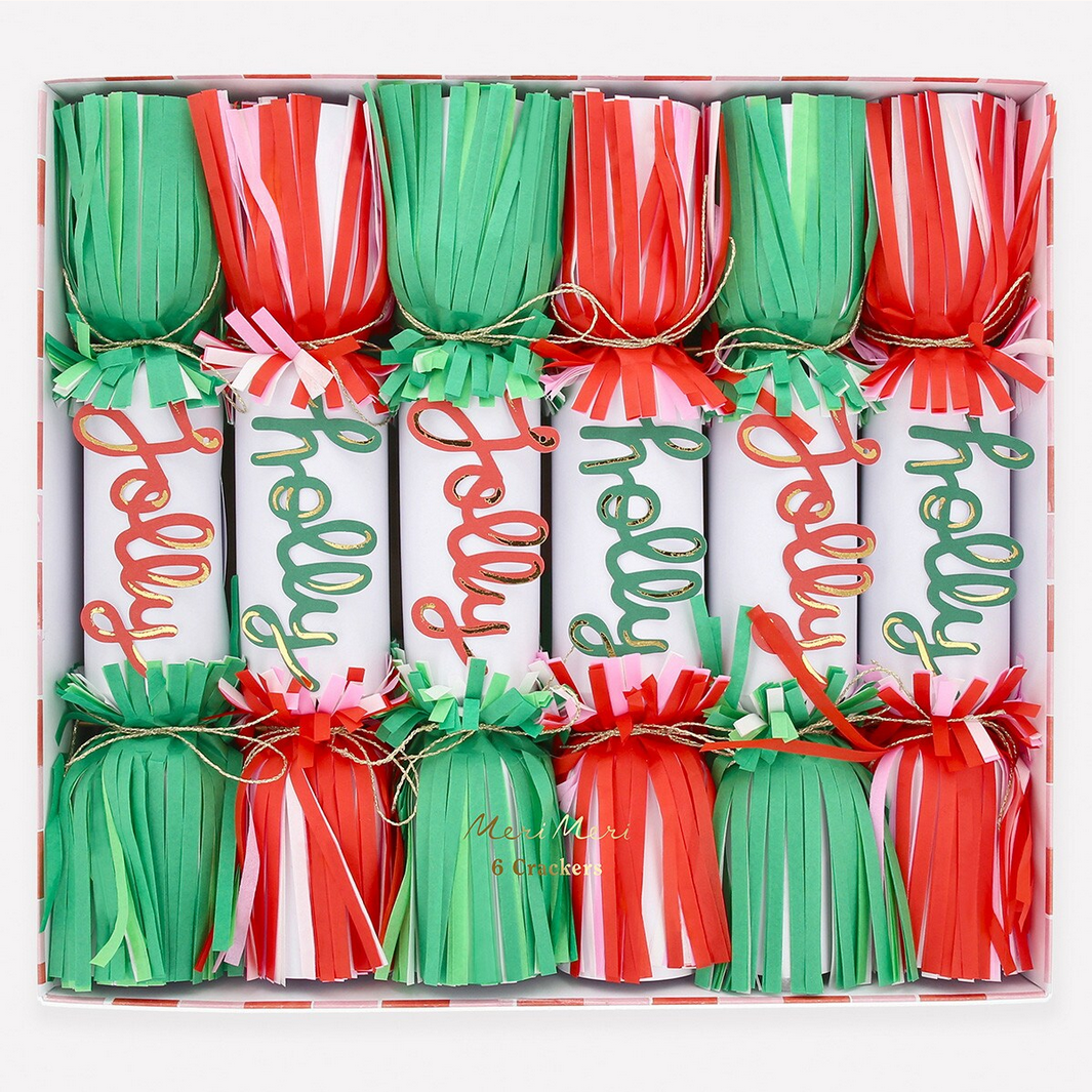 Jolly Holly Fringe Crackers (x6)