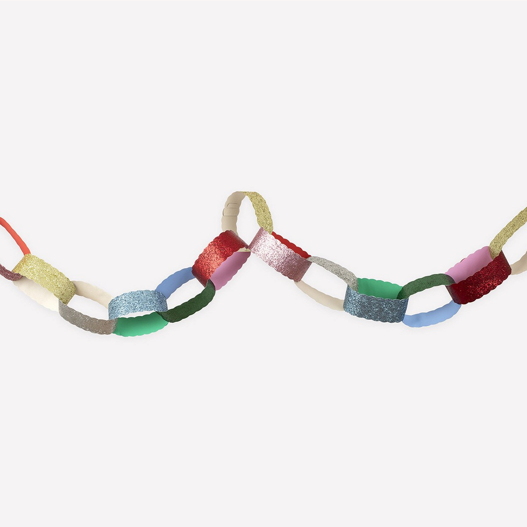 Colorful paper chain on a white background