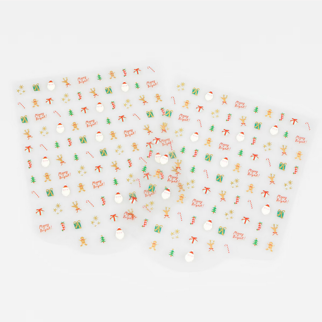 Pattern of Christmas-themed icons on a white background