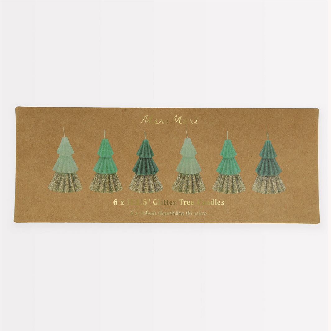 Green Mini Tree Candles (x6)