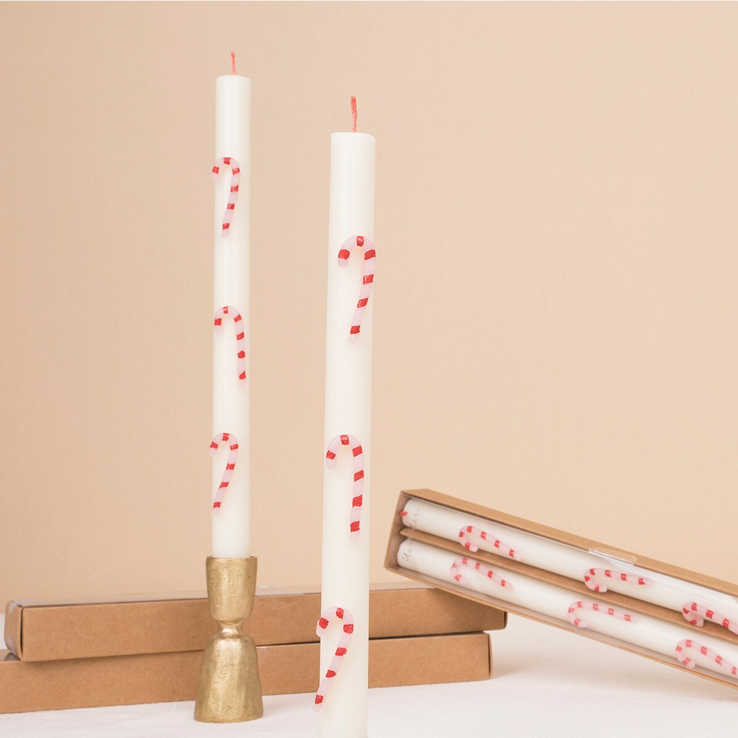 Candy Cane Table Candles (x2)