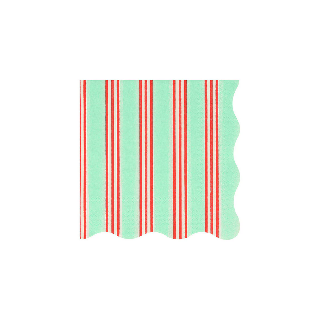 Rectangular paper with red and green striped pattern on a white background