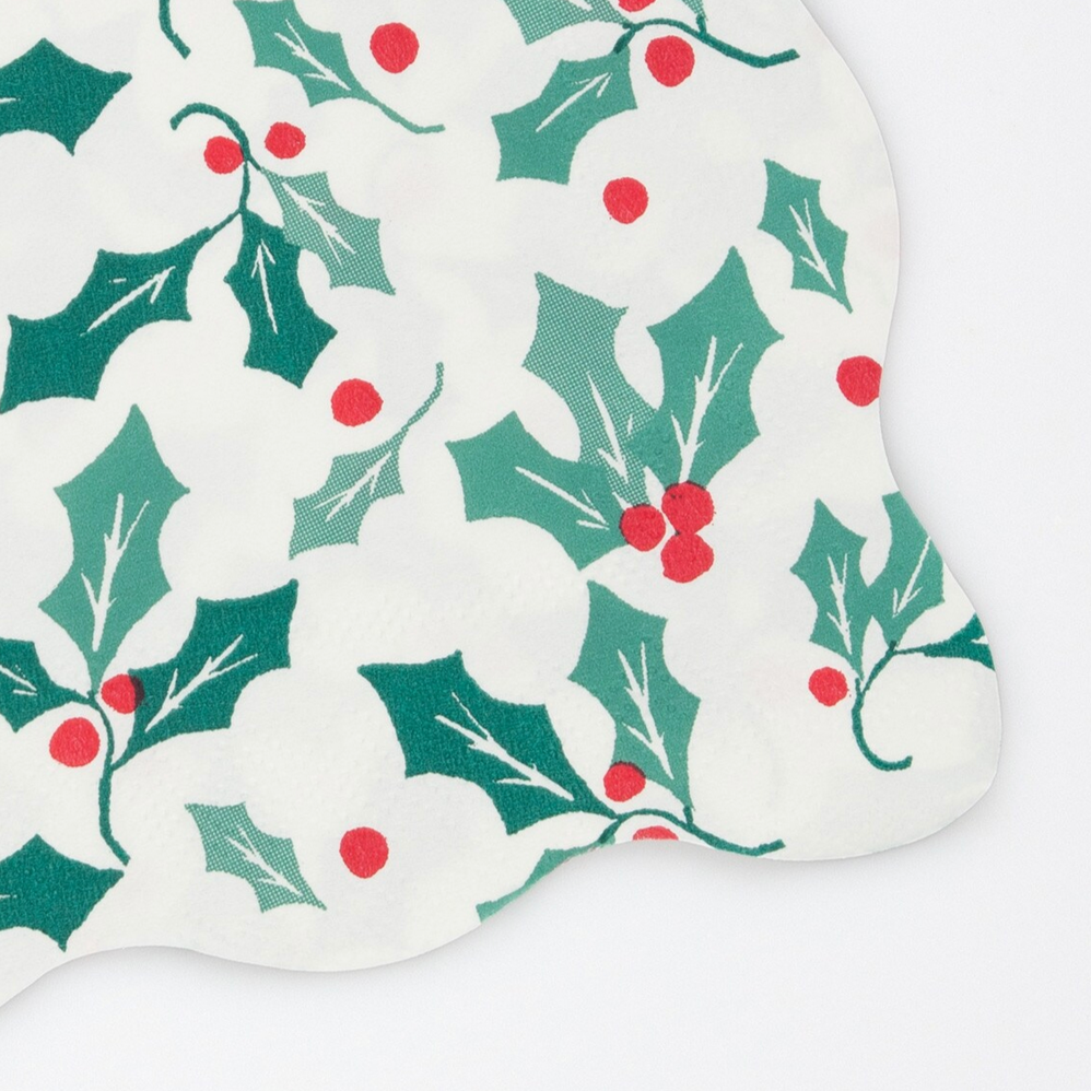 Holly Pattern Large Napkins (x16)