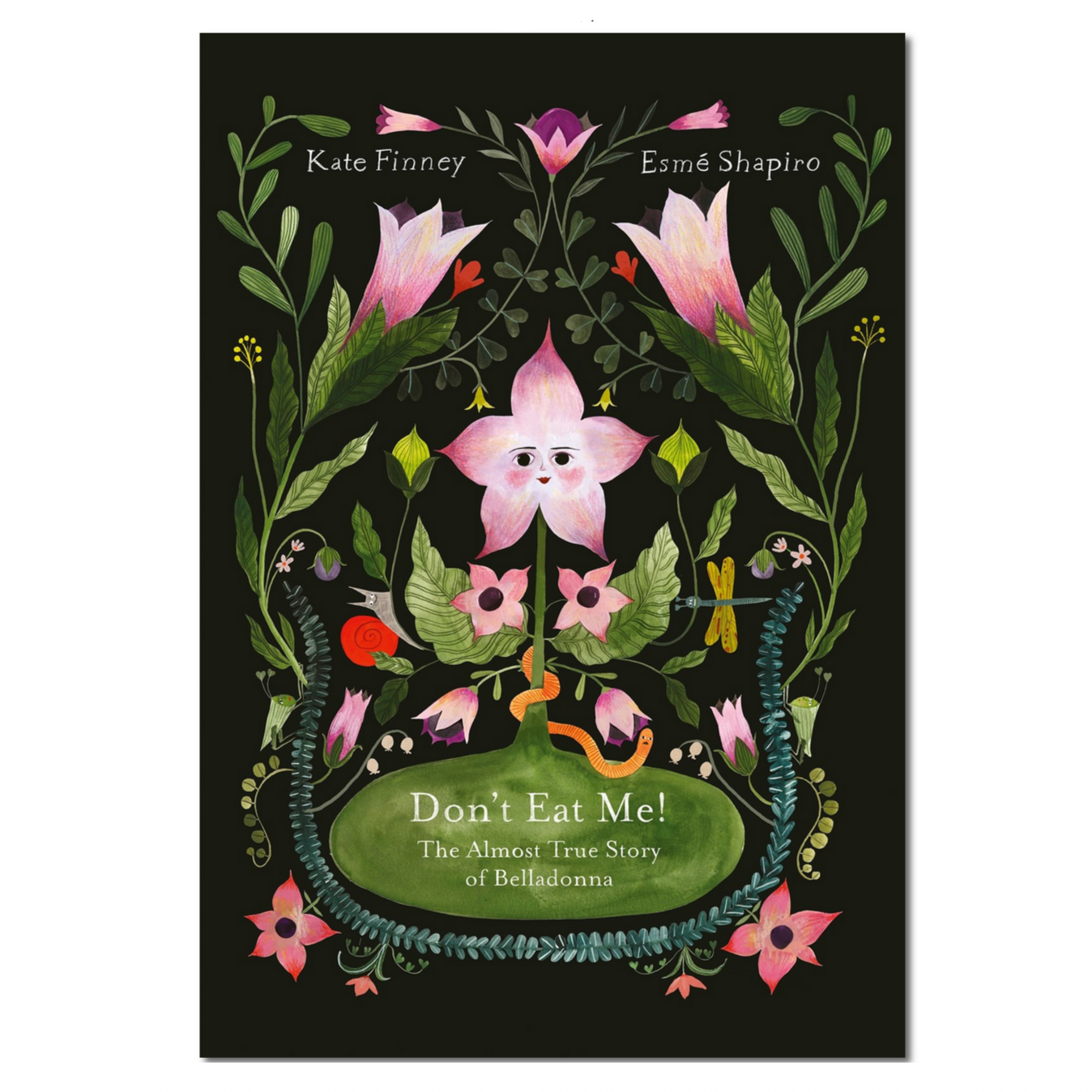 Book cover with floral design and text on a black background