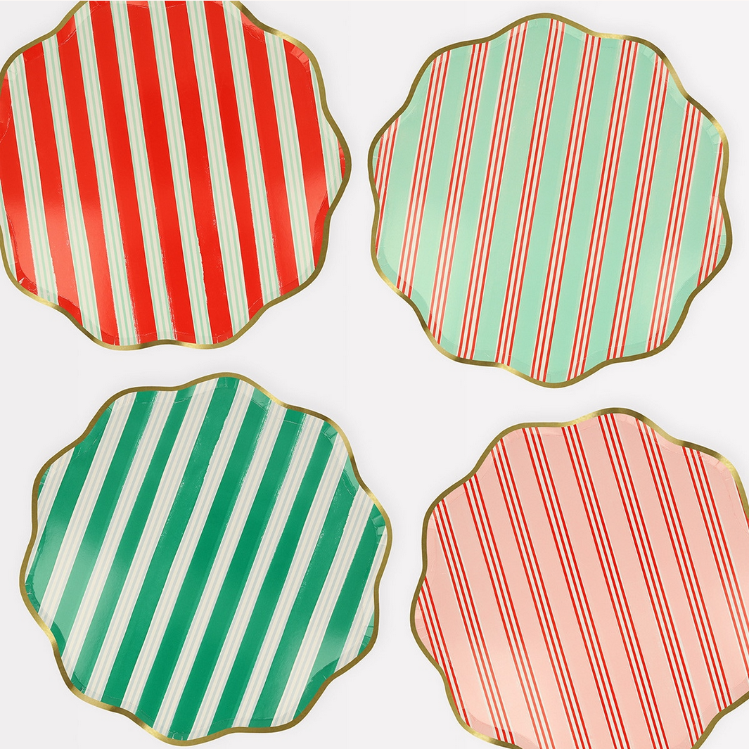 Festive Stripe Dinner Plates (x8)