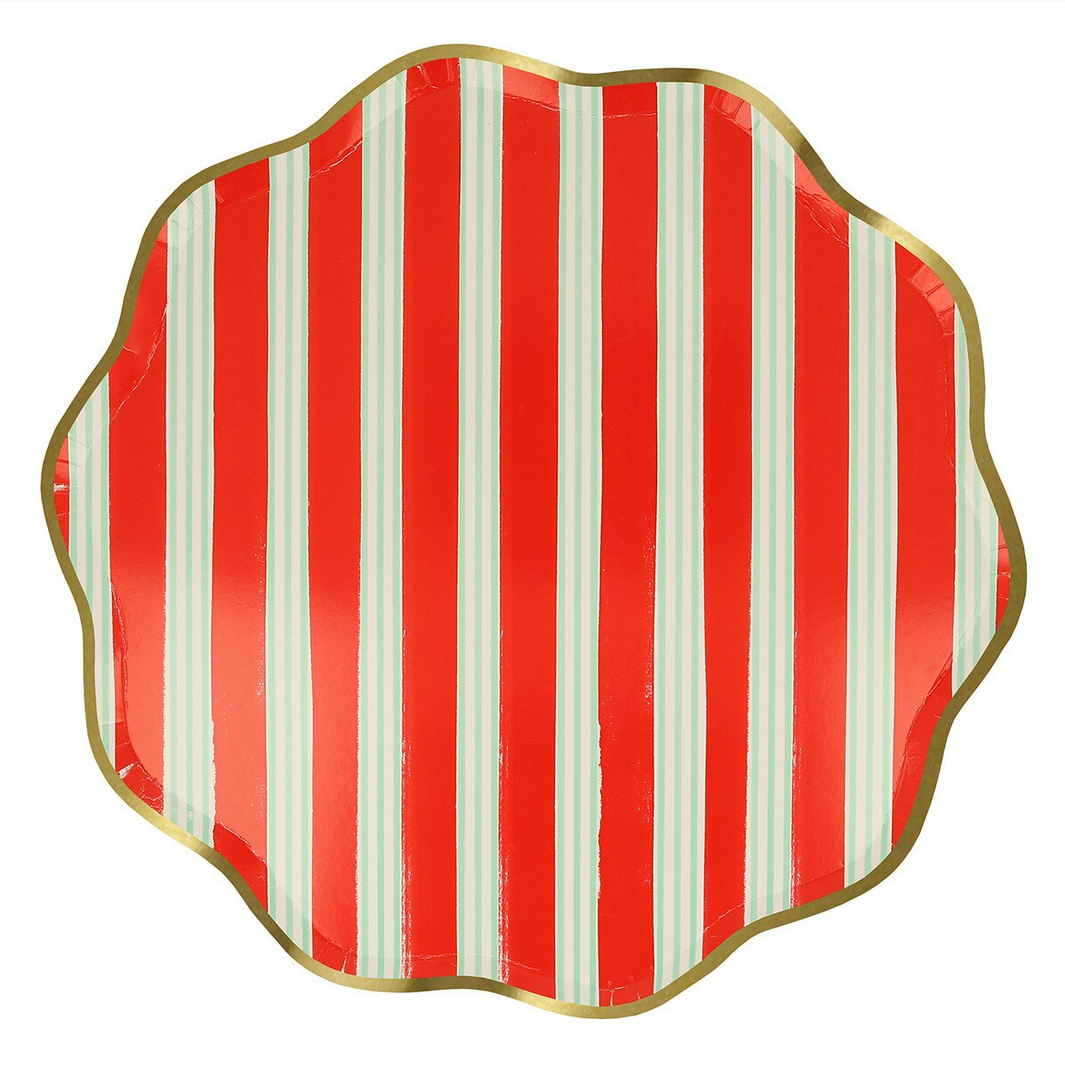 Festive Stripe Dinner Plates (x8)