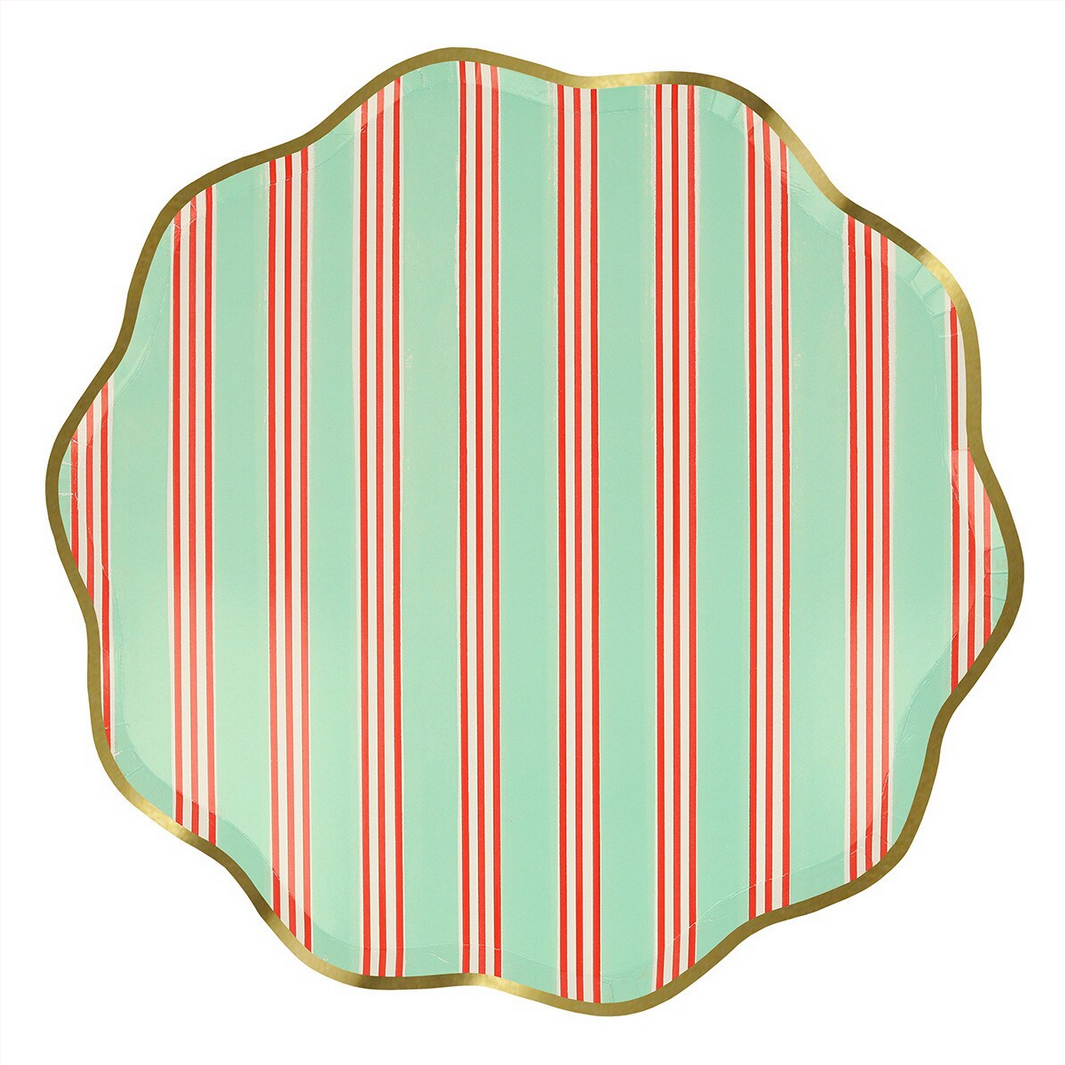 Festive Stripe Dinner Plates (x8)